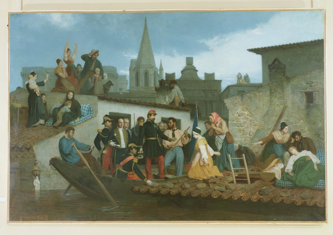 Napoleon III (1808-73) bezoekt overstromingsslachtoffers van Tarascon in juni 1856 door William Adolphe Bouguereau