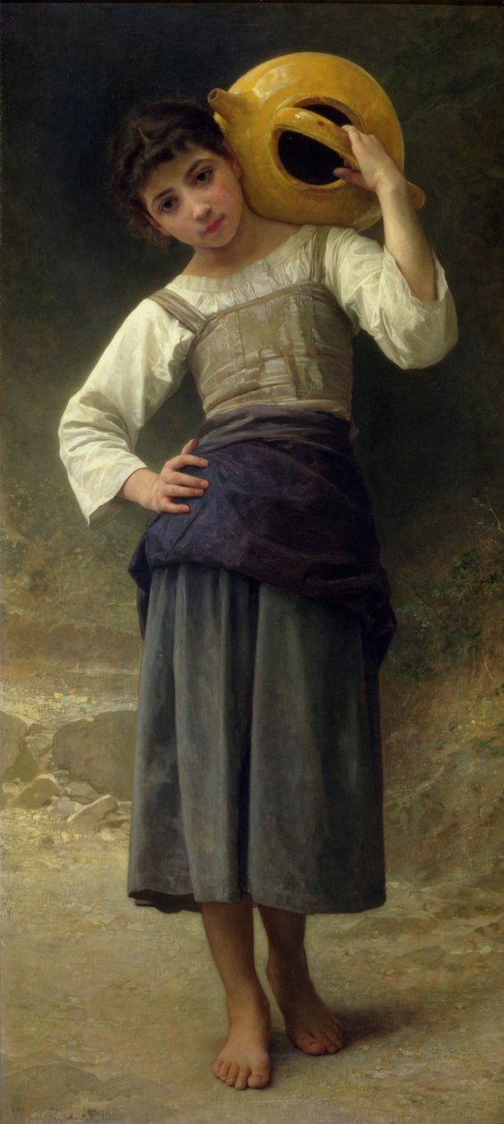 Het watermeisje (jong meisje op weg naar de bron) 1885 door William Adolphe Bouguereau