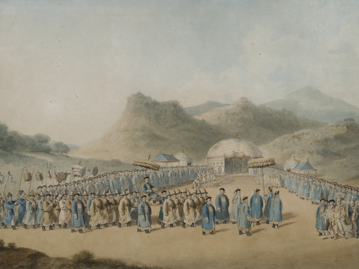 De nadering van de Keizer van China naar zijn tent in Tartary om de Britse Ambassadeur te ontvangen door William Alexander