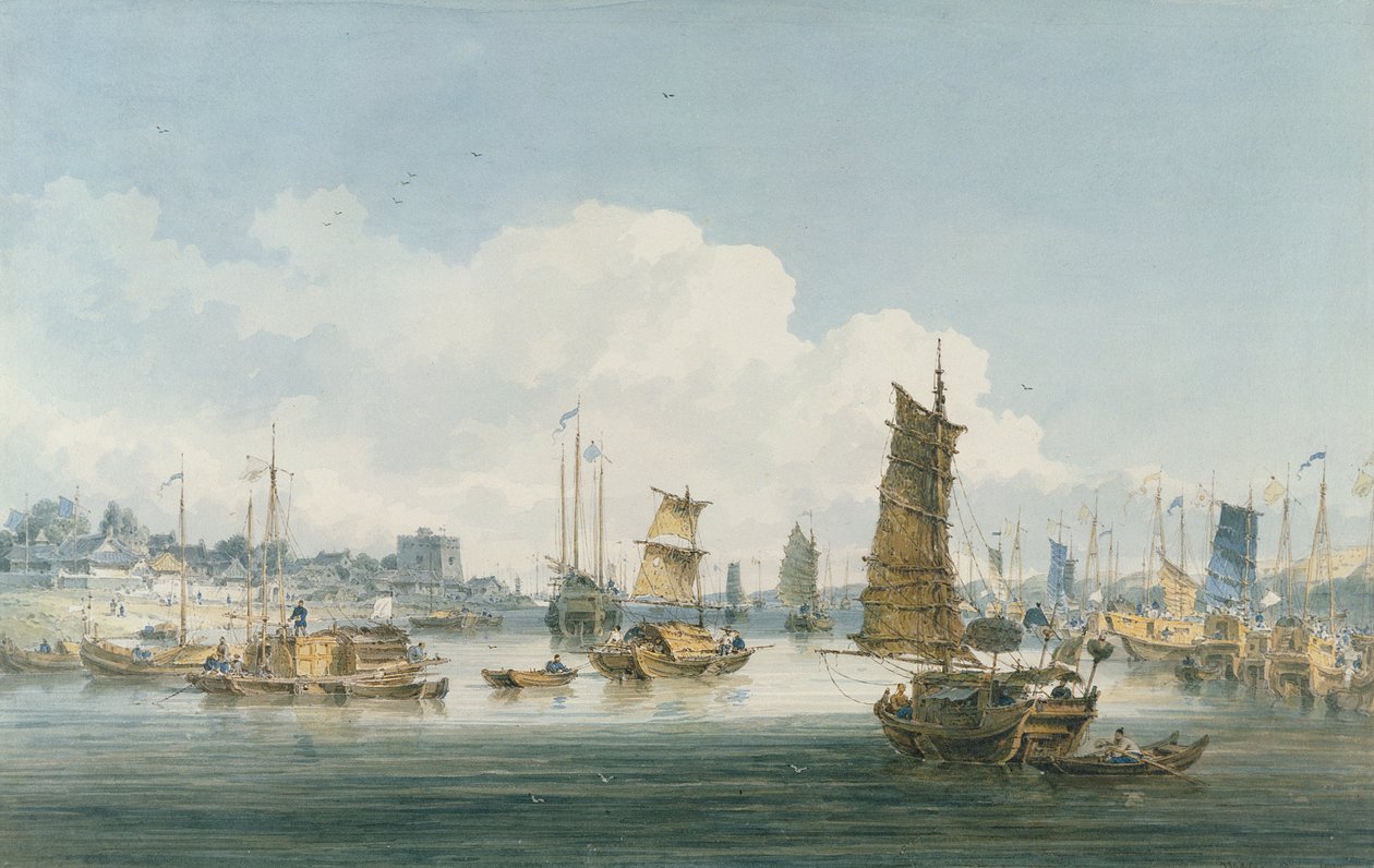Uitzicht nabij de stad Tientsin, 1800 door William Alexander