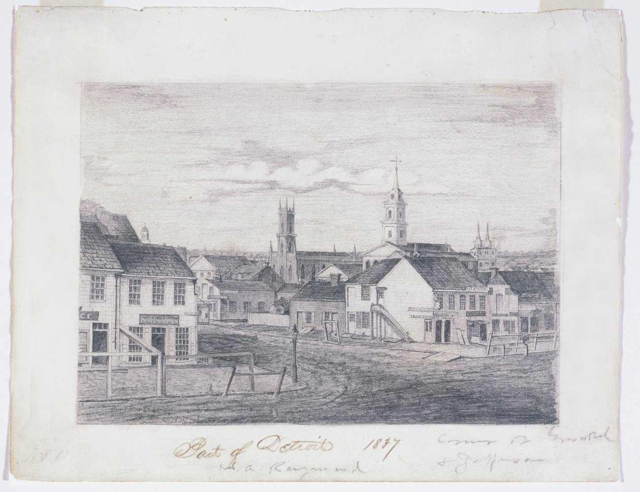 Deel van Detroit in 1837, ca. 1837 door William Asa Raymond