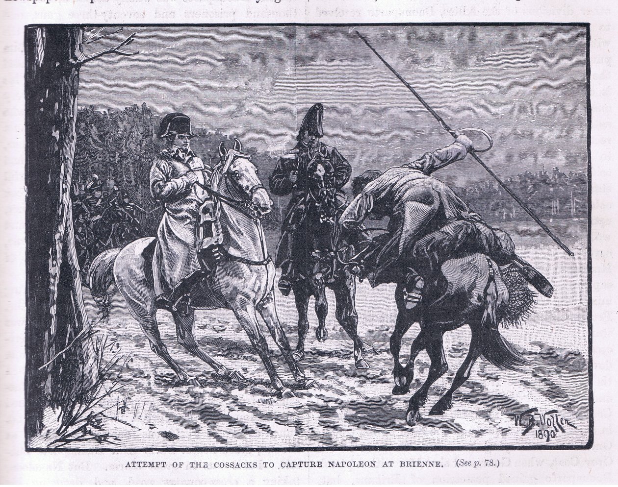 Poging van Kozakken om Napoleon te vangen bij Brienne door William Barnes Wollen