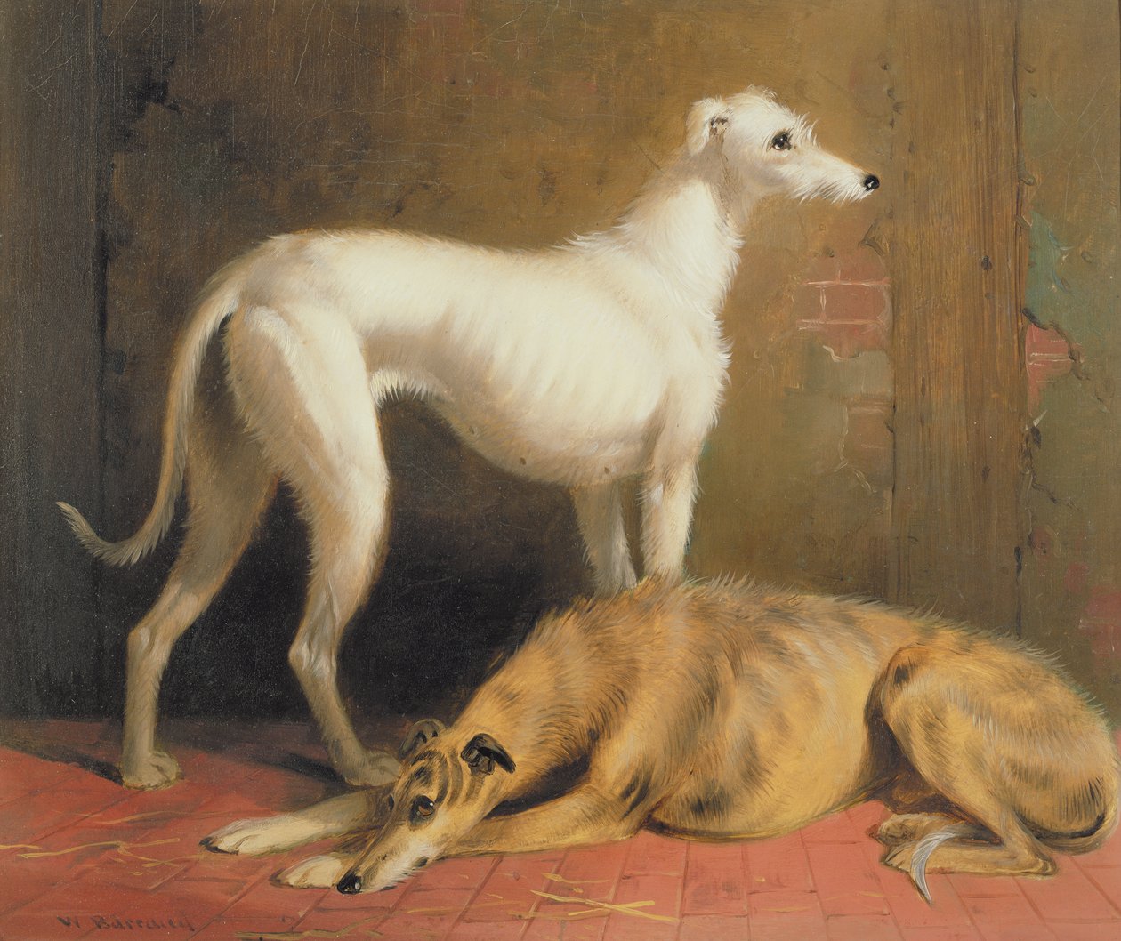 Deerhounds in een interieur door William Barraud