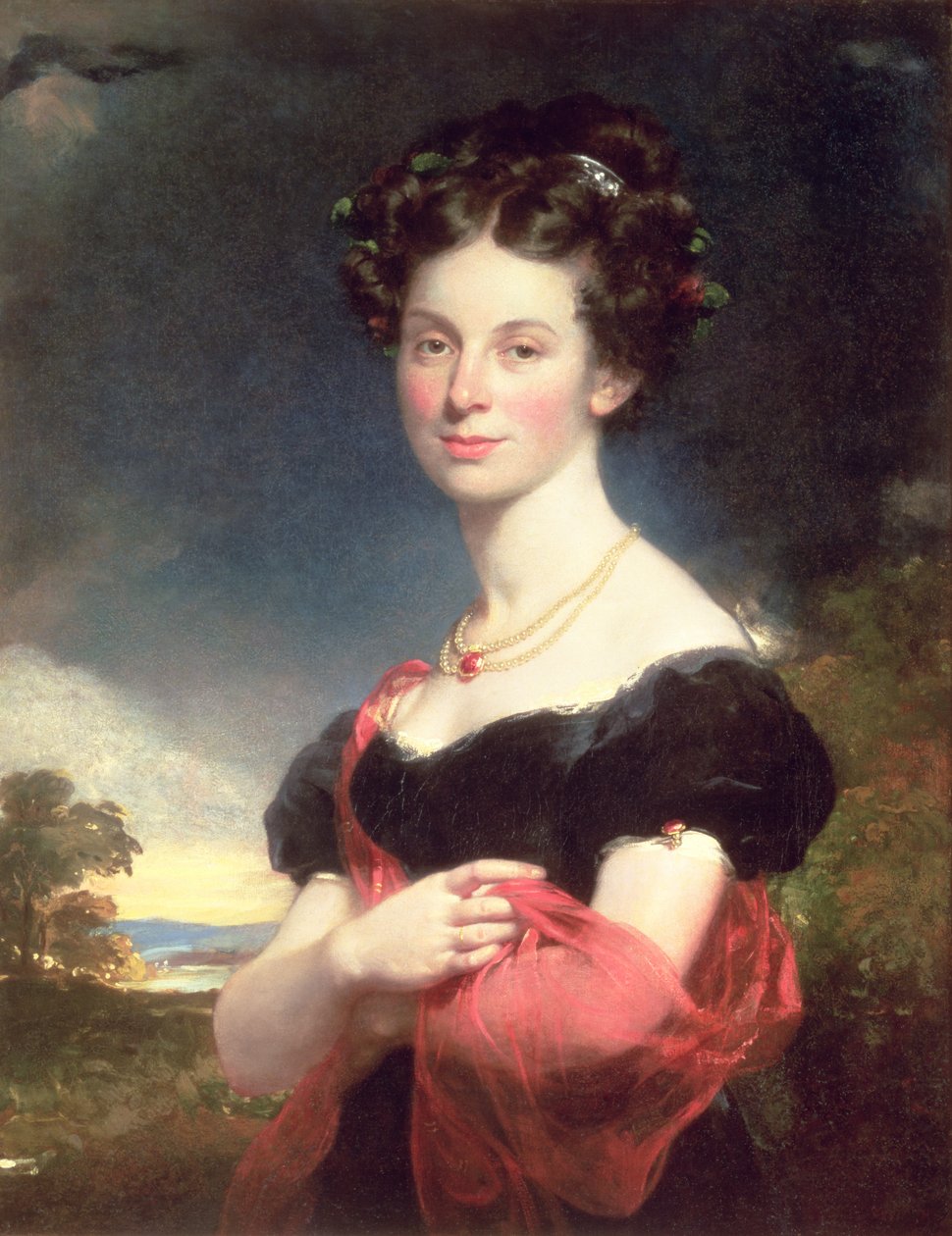 Portret van een dame in een zwarte jurk, 1825 door William Beechey