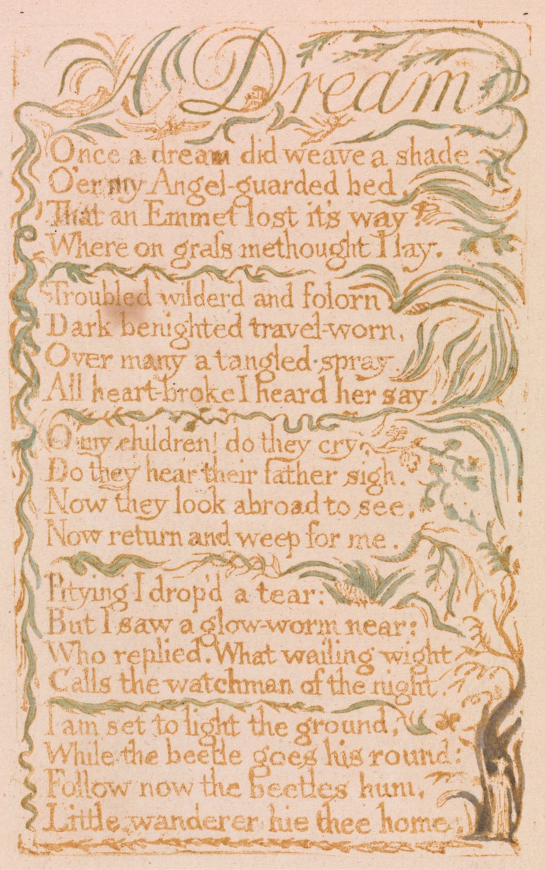 Een droom, plaat 4 uit Songs of Innocence, 1789 door William Blake