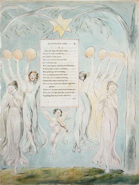 Een Pindarische Ode, uit De Gedichten van Thomas Gray, gepubliceerd 1797-98 door William Blake