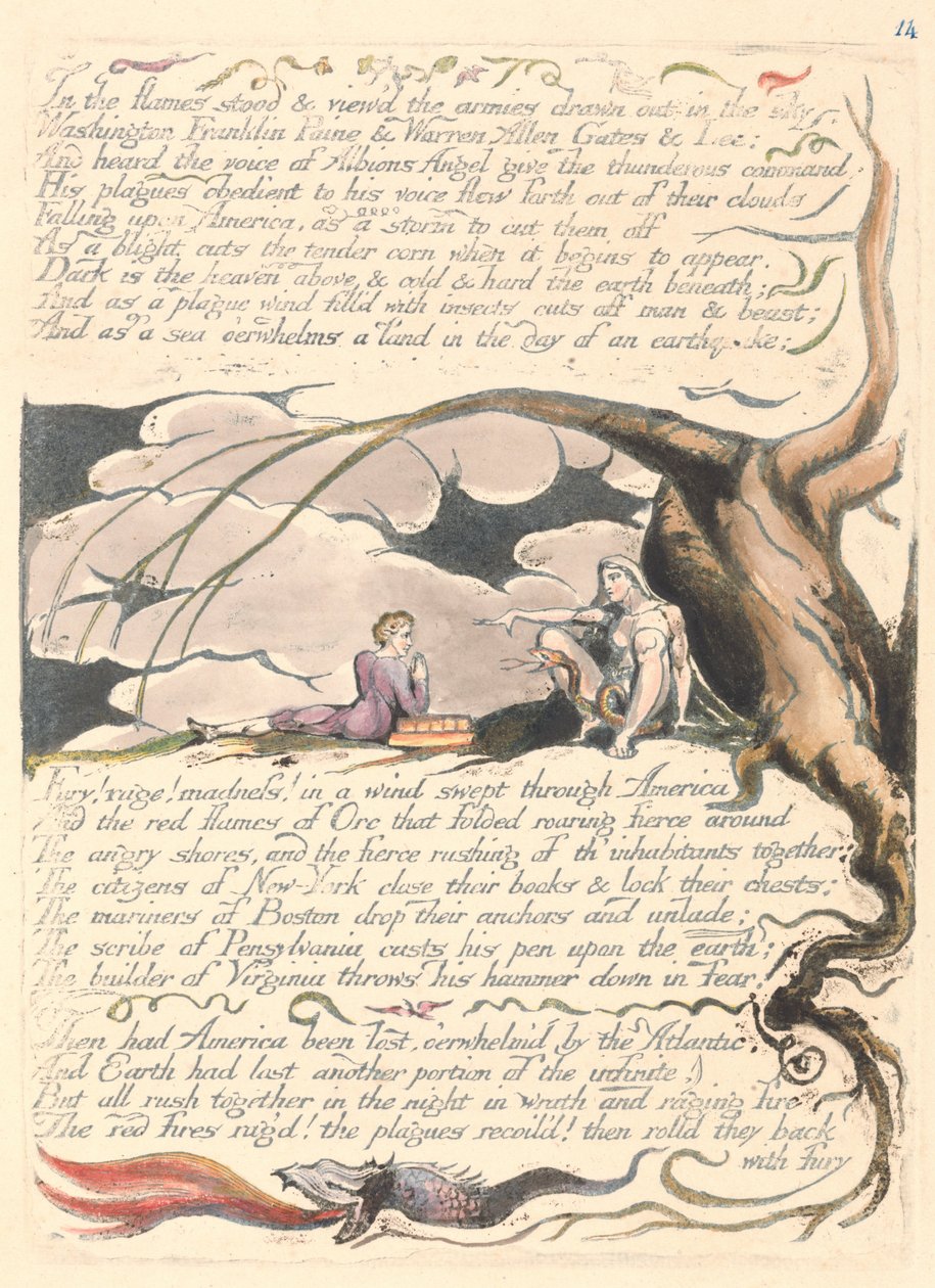 Amerika. Een Profetie, Plaat 16, In de Vlammen Stond... door William Blake