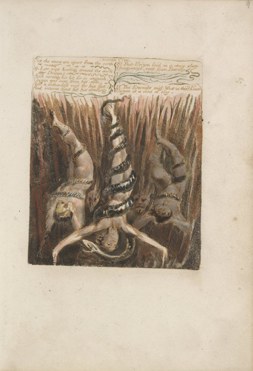 Zoals de sterren verwijderd zijn van de aarde..., plaat 9 uit Het Eerste Boek van Urizen, 1794 door William Blake