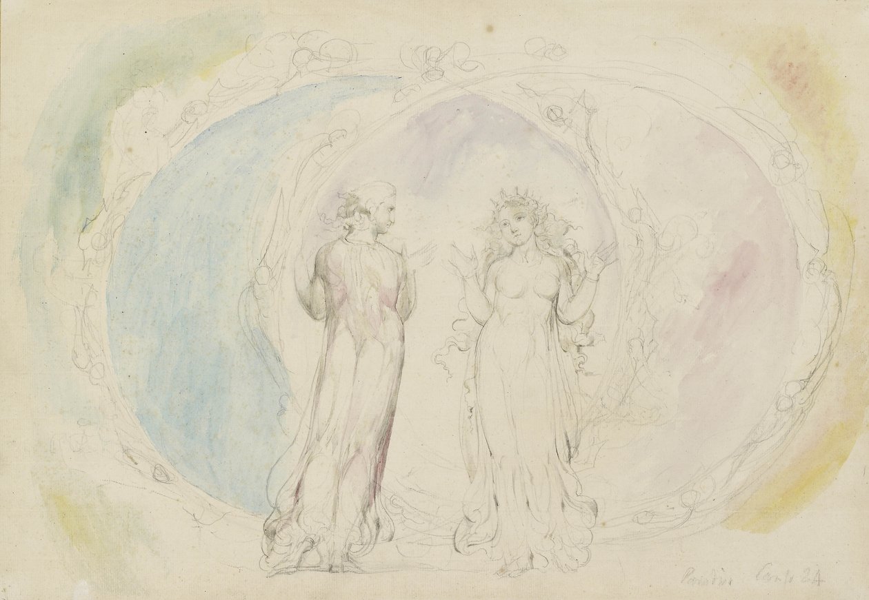 Beatrice en Dante in Gemini, te midden van Vlammen, illustratie bij de 