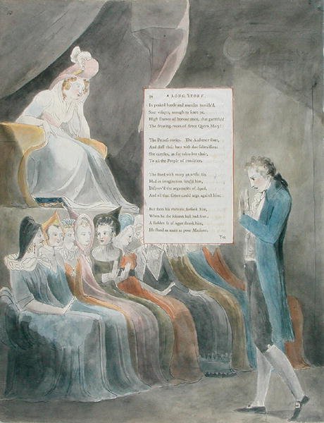 Ontwerp 32 voor A Long Story in The Poems of Thomas Gray, gepubliceerd 1797-98 door William Blake