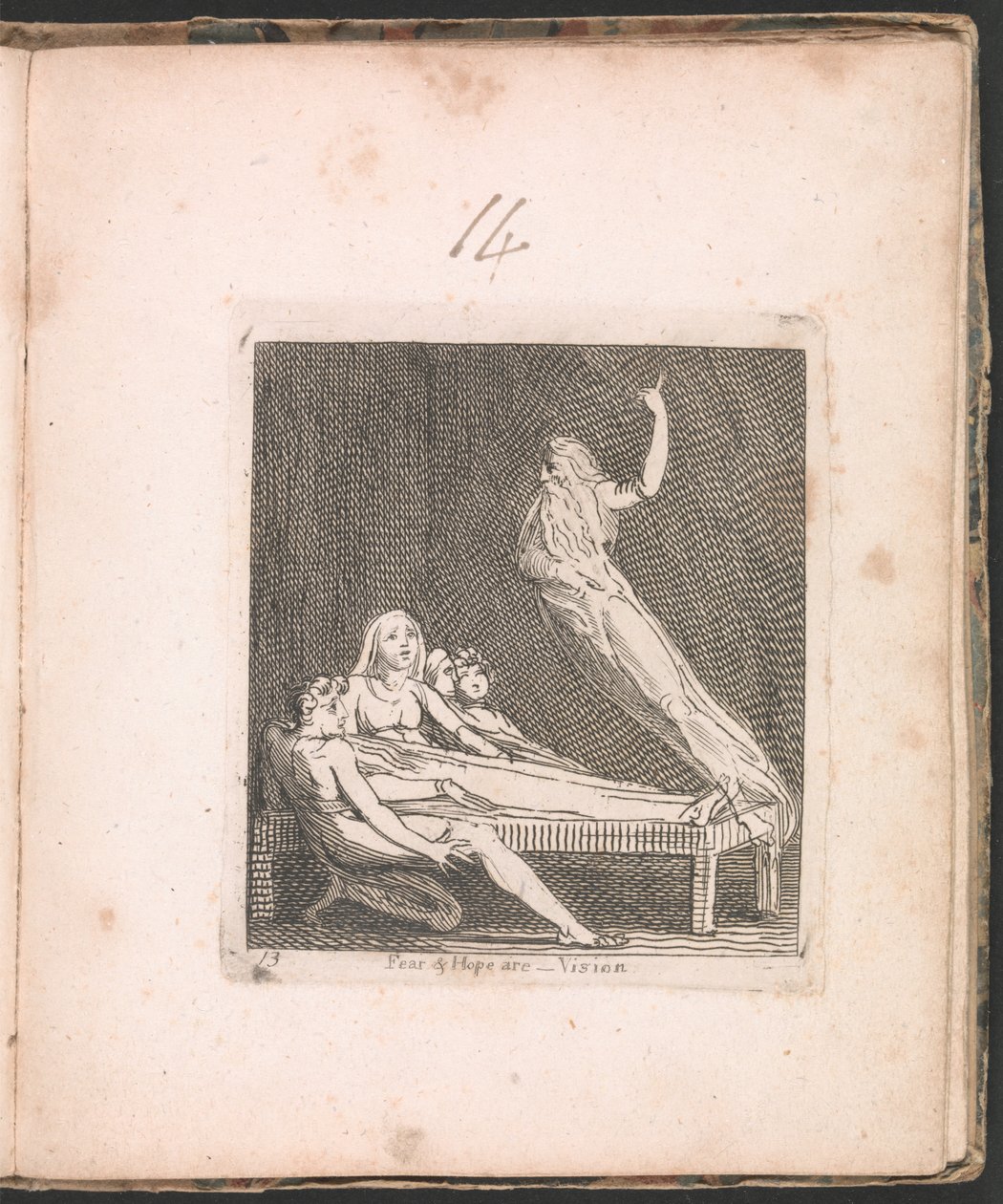 Angst en Hoop zijn...Visie, plaat 14 uit Voor Kinderen. De Poorten van het Paradijs, 1793 door William Blake