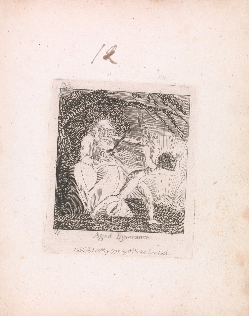 Voor Kinderen. De Poorten van het Paradijs, Plaat 13, Oude Onwetendheid door William Blake