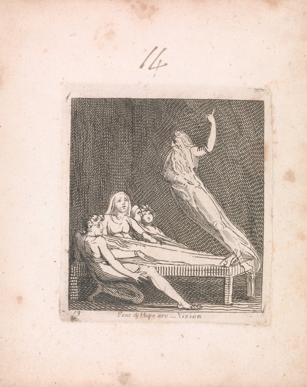 Voor Kinderen. De Poorten van het Paradijs, Plaat 15, Angst en hoop zijn -- Visie door William Blake