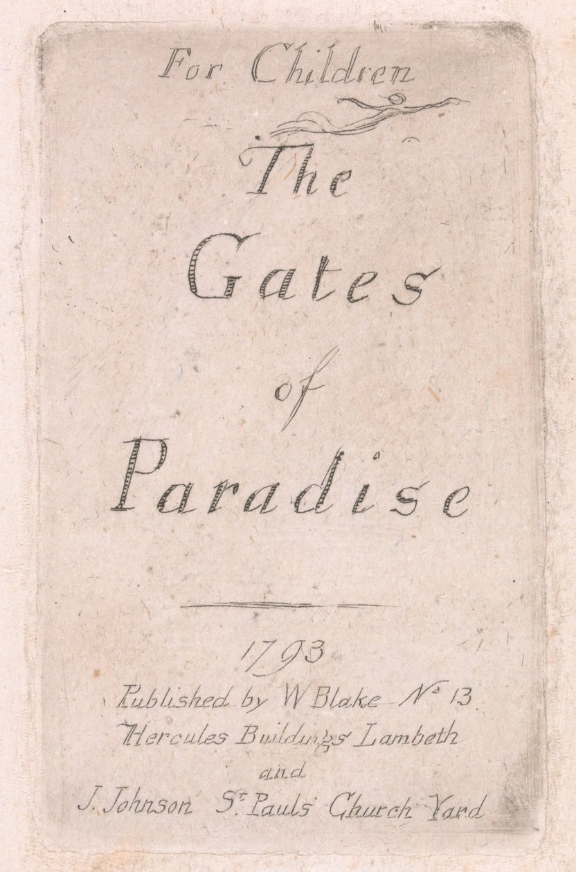 Voor Kinderen. De Poorten van het Paradijs, Plaat 2, Titelpagina door William Blake