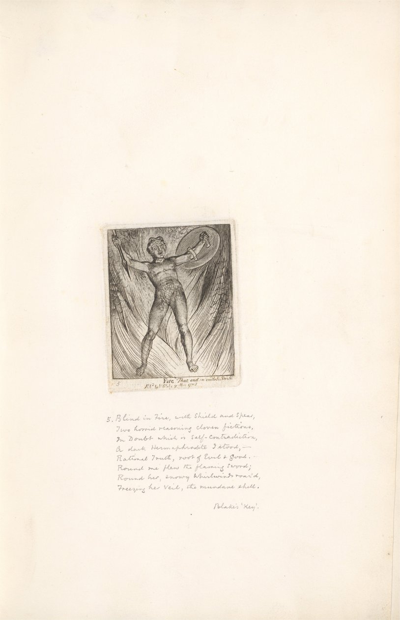 Voor de Geslachten- De Poorten van het Paradijs, Plaat 7, Vuur door William Blake
