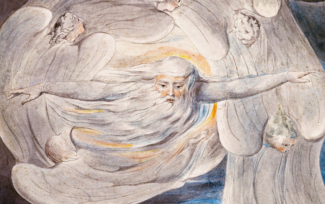 God antwoordt Job uit de wervelwind door William Blake