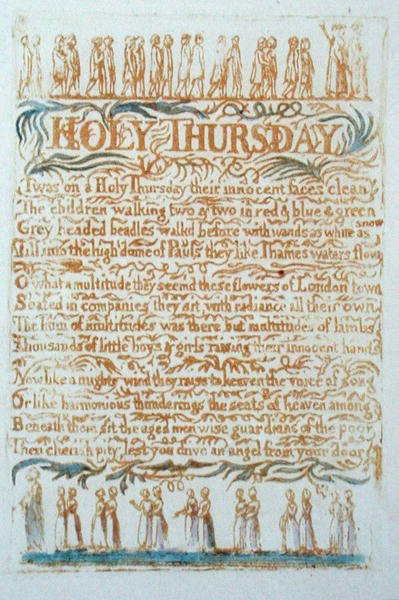 Heilige Donderdag, plaat 23 uit Songs of Innocence, 1789 door William Blake