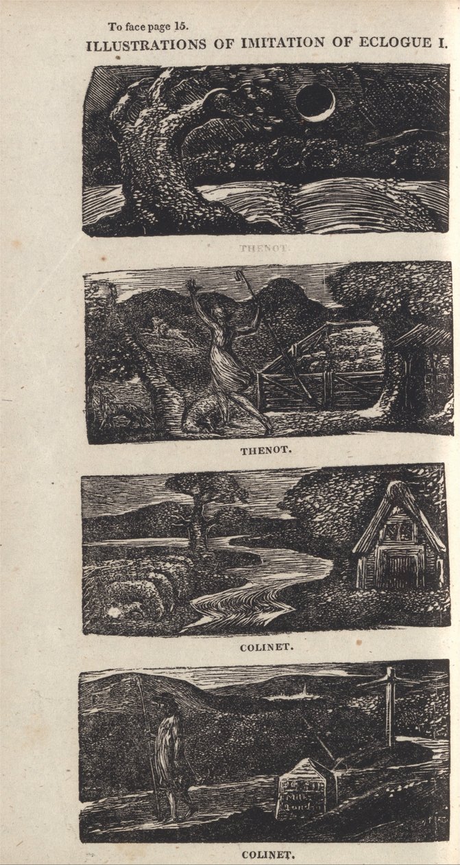 Illustraties van Imitatie van Eclogue I, Pagina 15 door William Blake