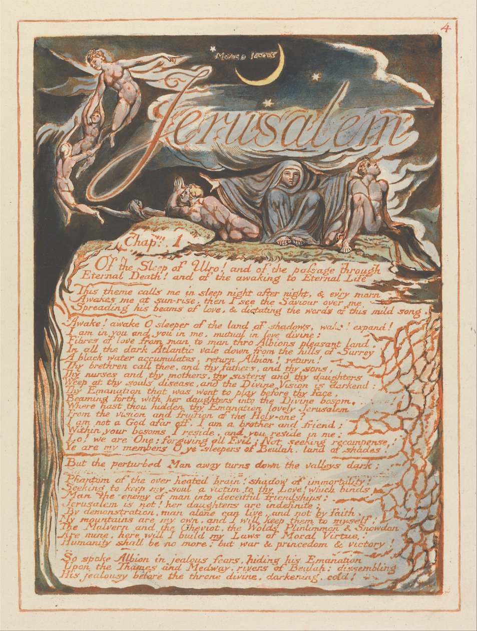Jeruzalem, Plaat 4, Jeruzalem, Hoofdstuk 1 door William Blake