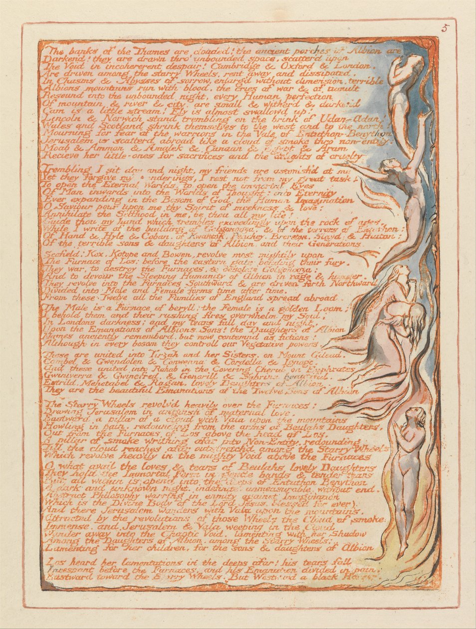 Jeruzalem, Plaat 5, De oevers van de Theems door William Blake
