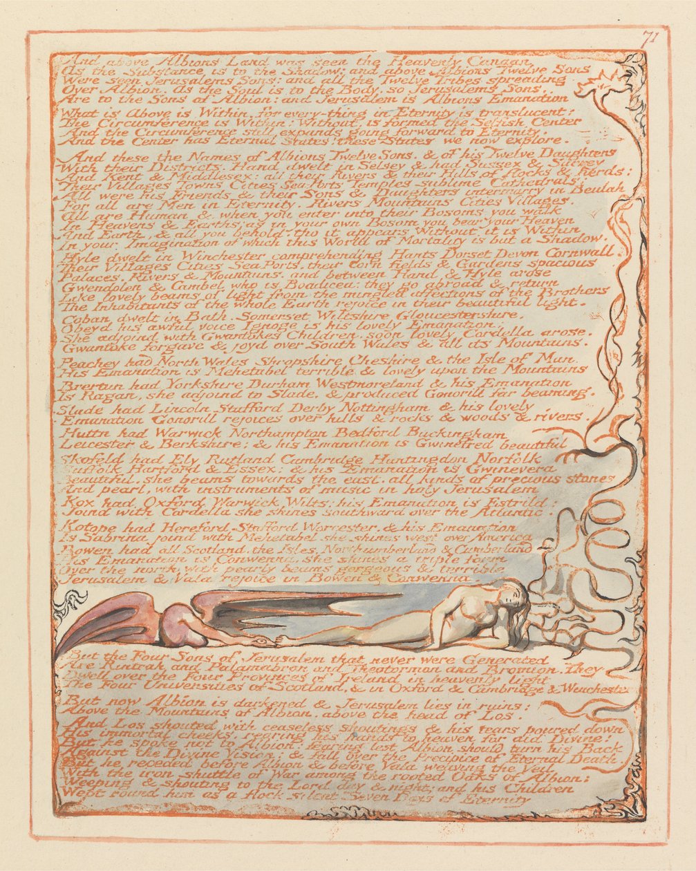 Jeruzalem, Plaat 71 door William Blake