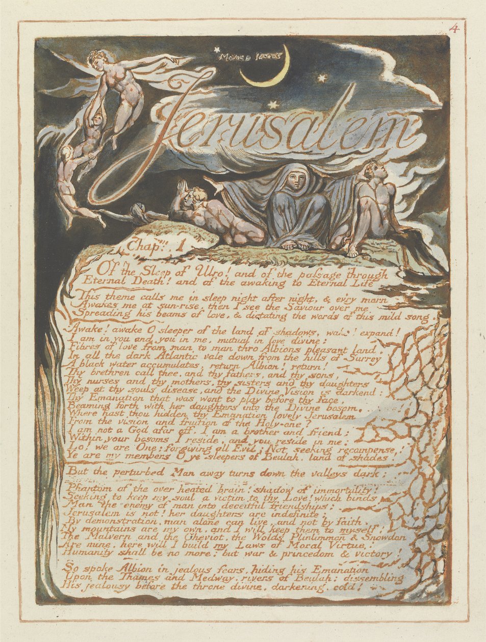 Jeruzalem, plaat 4 uit Jeruzalem, 1804-20 door William Blake