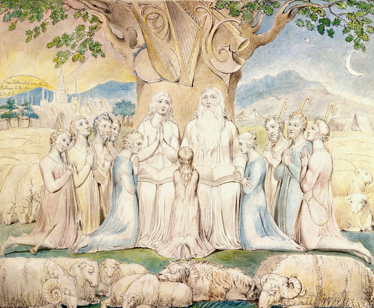 Job en zijn familie door William Blake