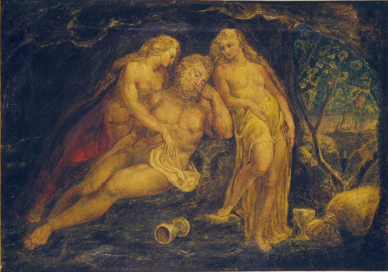 Lot en zijn dochters door William Blake