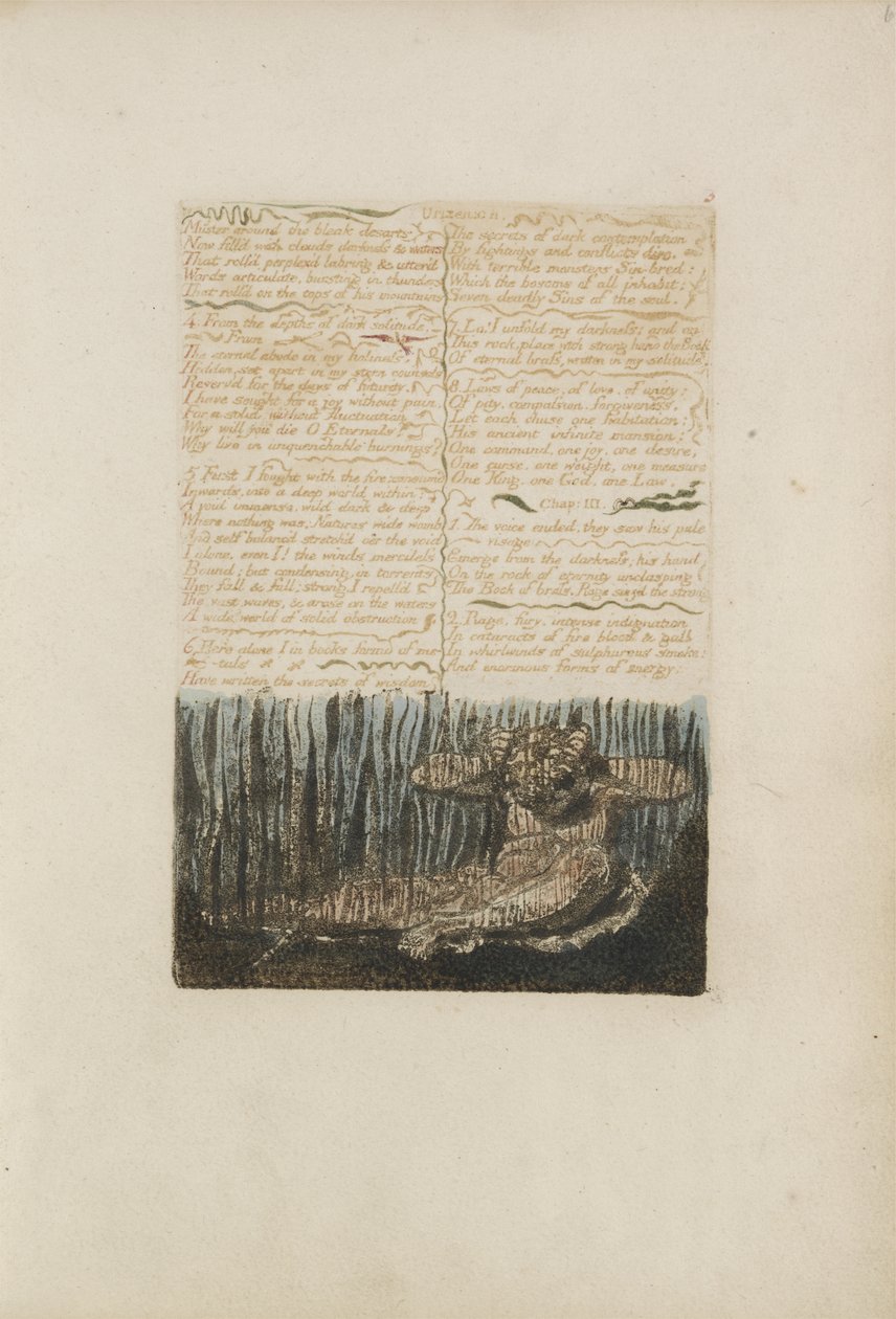 Verzamelen rond de sombere woestijnen..., plaat 6 uit Het Eerste Boek van Urizen, 1794 door William Blake