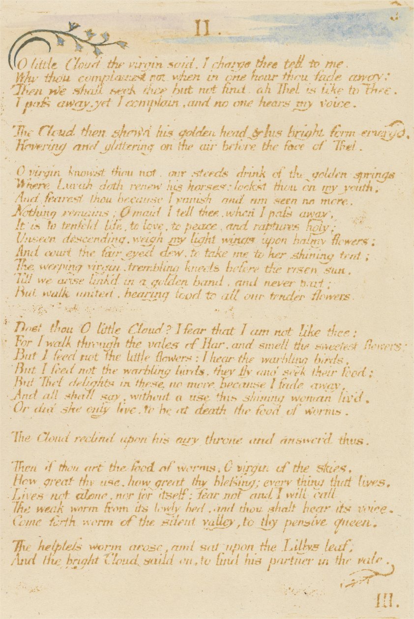 O kleine Wolk..., plaat 5 uit Het Boek van Thel, 1789 door William Blake