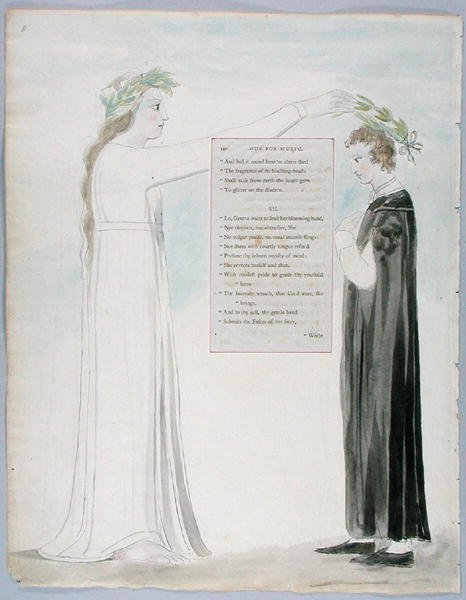 Ode voor Muziek, ontwerp 100 uit De Gedichten van Thomas Gray, 1797-98 door William Blake