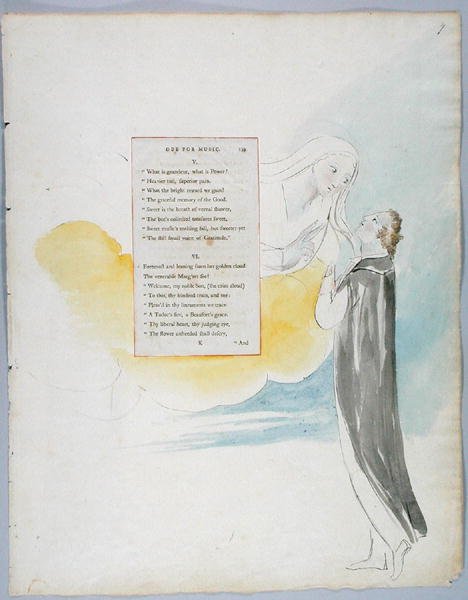 Ode voor Muziek, ontwerp 99 uit De Gedichten van Thomas Gray, 1797-98 door William Blake