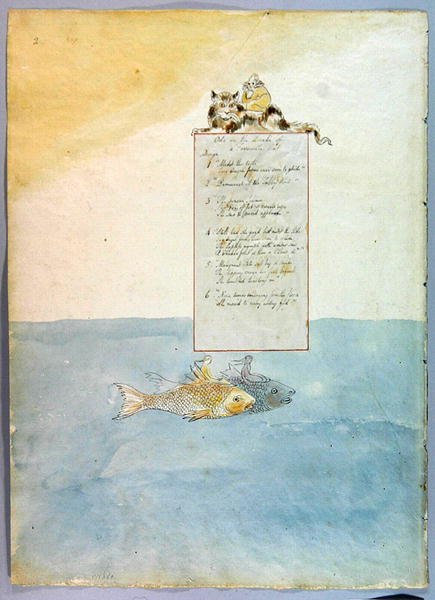 Ode op de dood van een favoriete kat, ontwerp 8 voor De gedichten van Thomas Gray, 1797-98 door William Blake