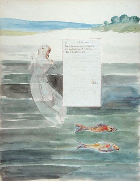 Ode op de Dood van een Favoriete Kat, uit De Gedichten van Thomas Gray, gepubliceerd 1797-98 door William Blake