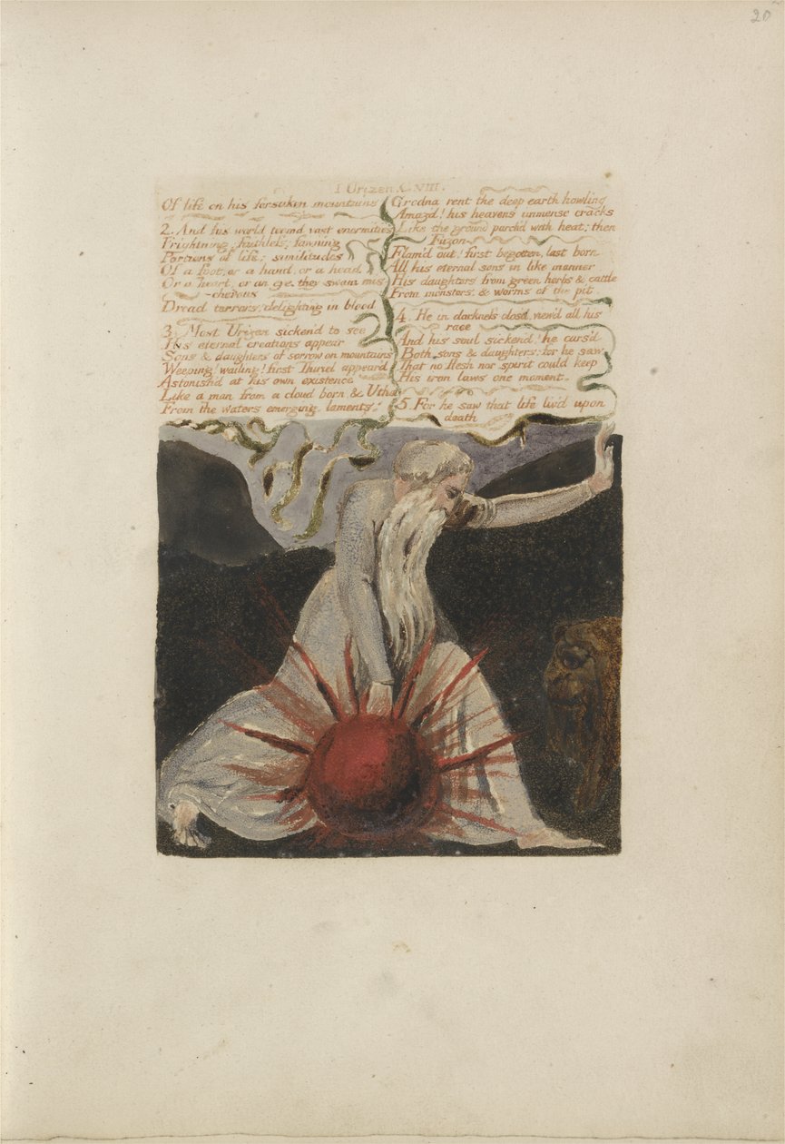 Van leven verlaten bergen..., plaat 24 uit Het Eerste Boek van Urizen, 1794 door William Blake