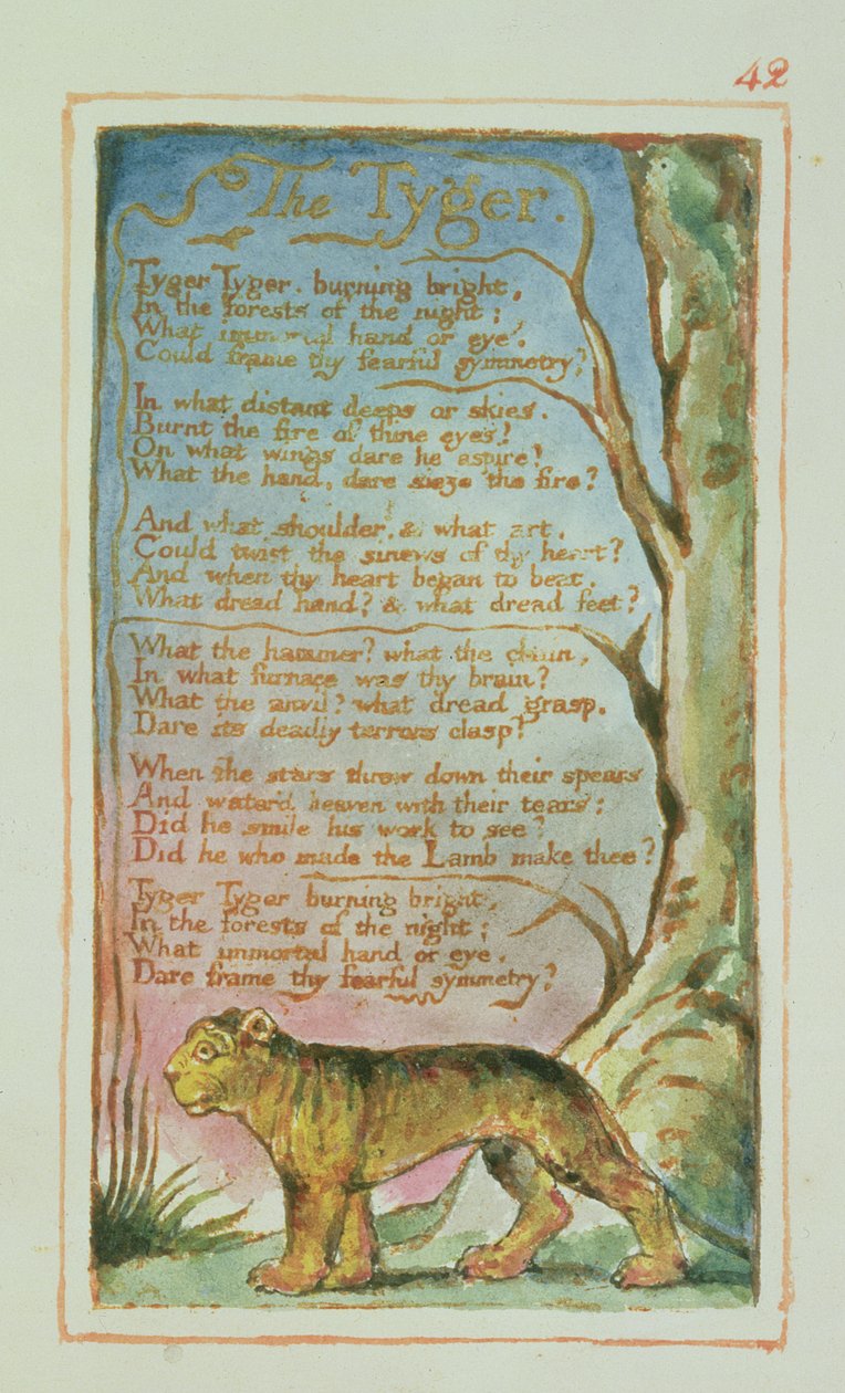 P.125-1950.pt42 De Tijger: plaat 42 uit Songs of Innocence and of Experience (kopie AA) c.1815-26 door William Blake