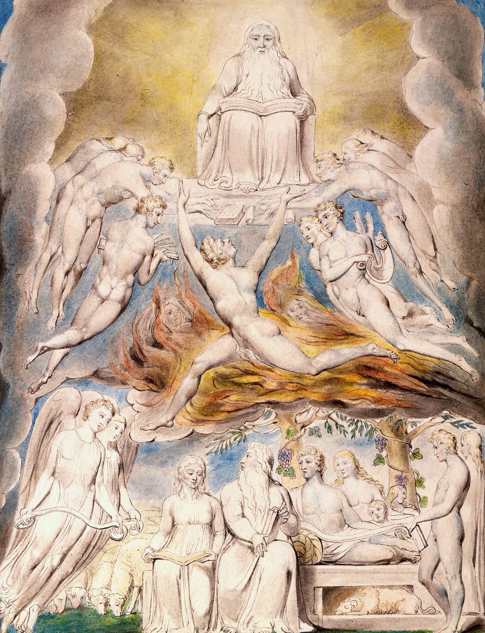 Satan voor de troon van God door William Blake