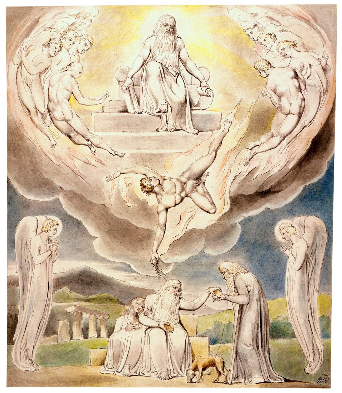 Satan vertrekt uit de aanwezigheid van de Heer door William Blake