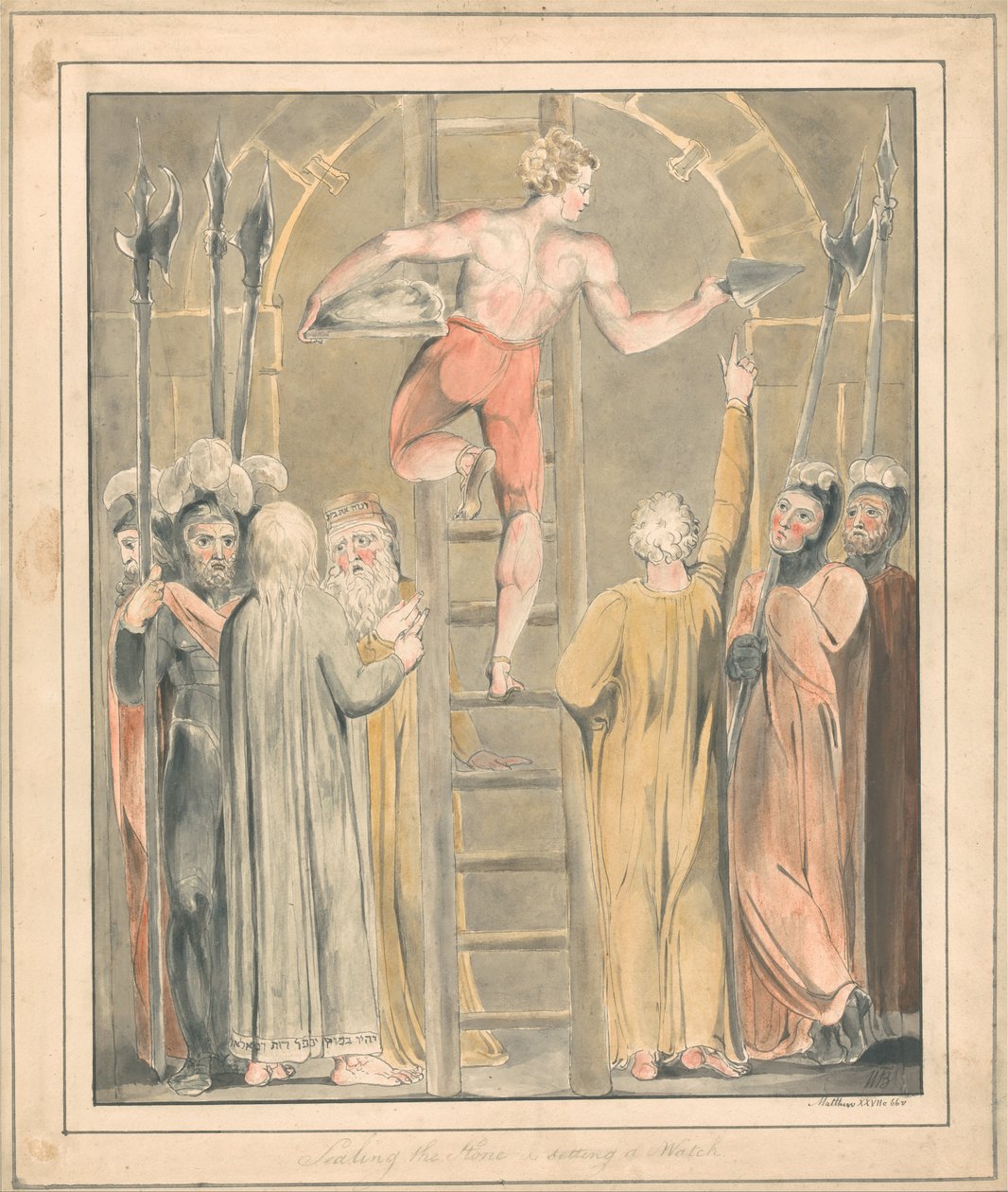 De steen verzegelen en een wacht opzetten door William Blake
