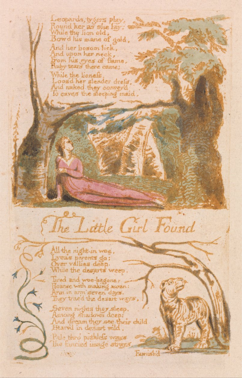 Liederen van onschuld, Plaat 6, Het gevonden meisje (Bentley 35) door William Blake
