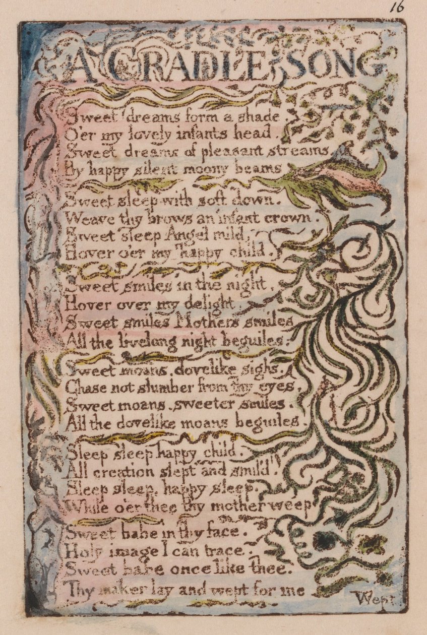 Liederen van onschuld en ervaring, plaat 16, een wiegelied (Bentley 16) door William Blake