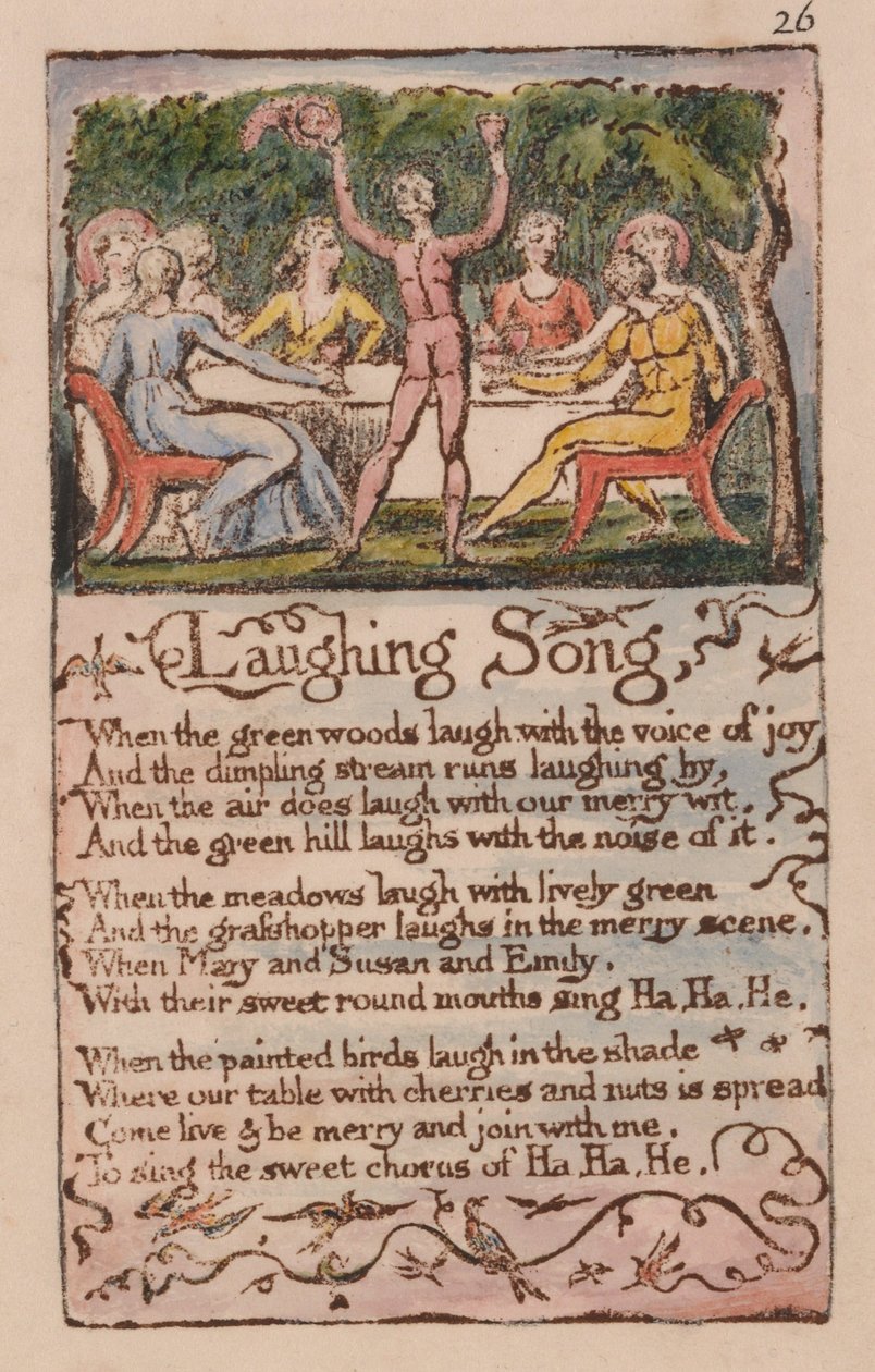Liederen van onschuld en ervaring, plaat 26, lachend lied (Bentley 15) door William Blake