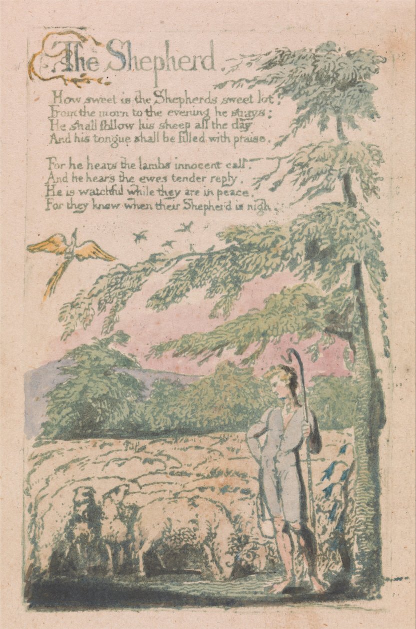 Liederen van Onschuld en Ervaring, Plaat 4, De Herder (Bentley 5) door William Blake