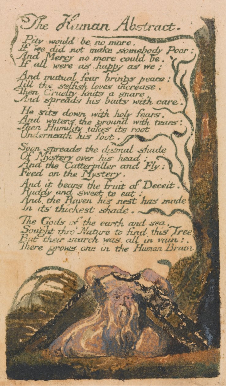 Liederen van Onschuld en Ervaring, Plaat 46, Het Menselijke Abstract (Bentley 47) door William Blake