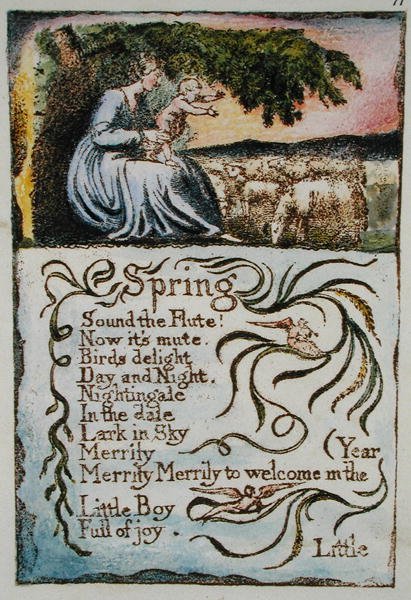 Lente, illustratie uit Songs of Innocence and of Experience (Bentley Copy L) pl.11 (Bentley 22) door William Blake