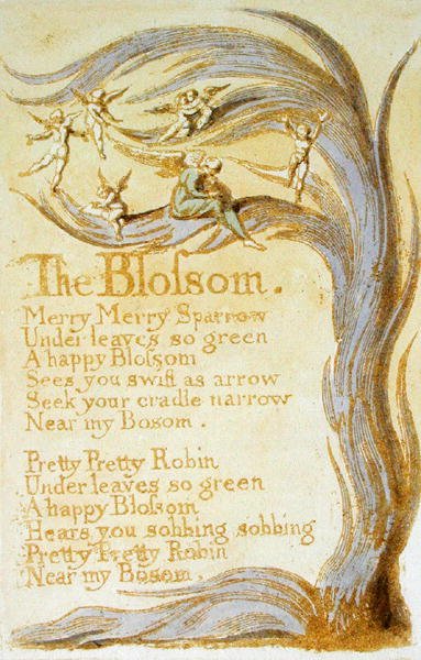 De bloesem, plaat 9 uit Songs of Innocence, 1789 door William Blake