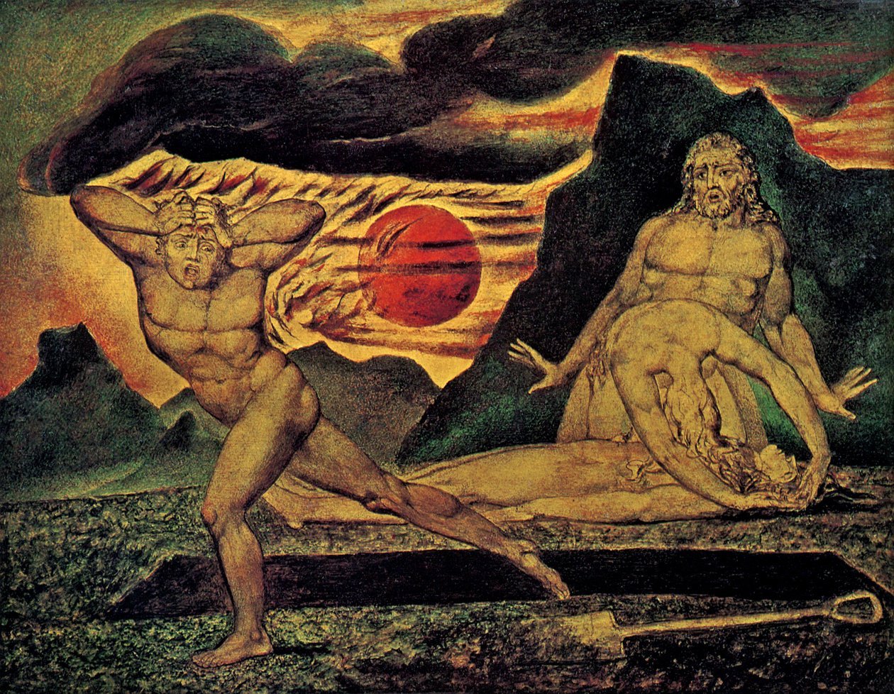 Het lichaam van Abel gevonden door Adam en Eva door William Blake