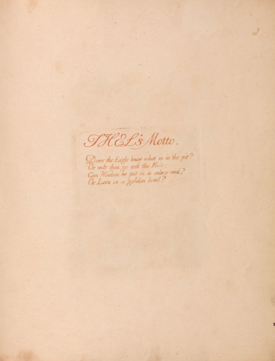 Het boek van Thel, Plaat 1, Thels motto . . . . door William Blake