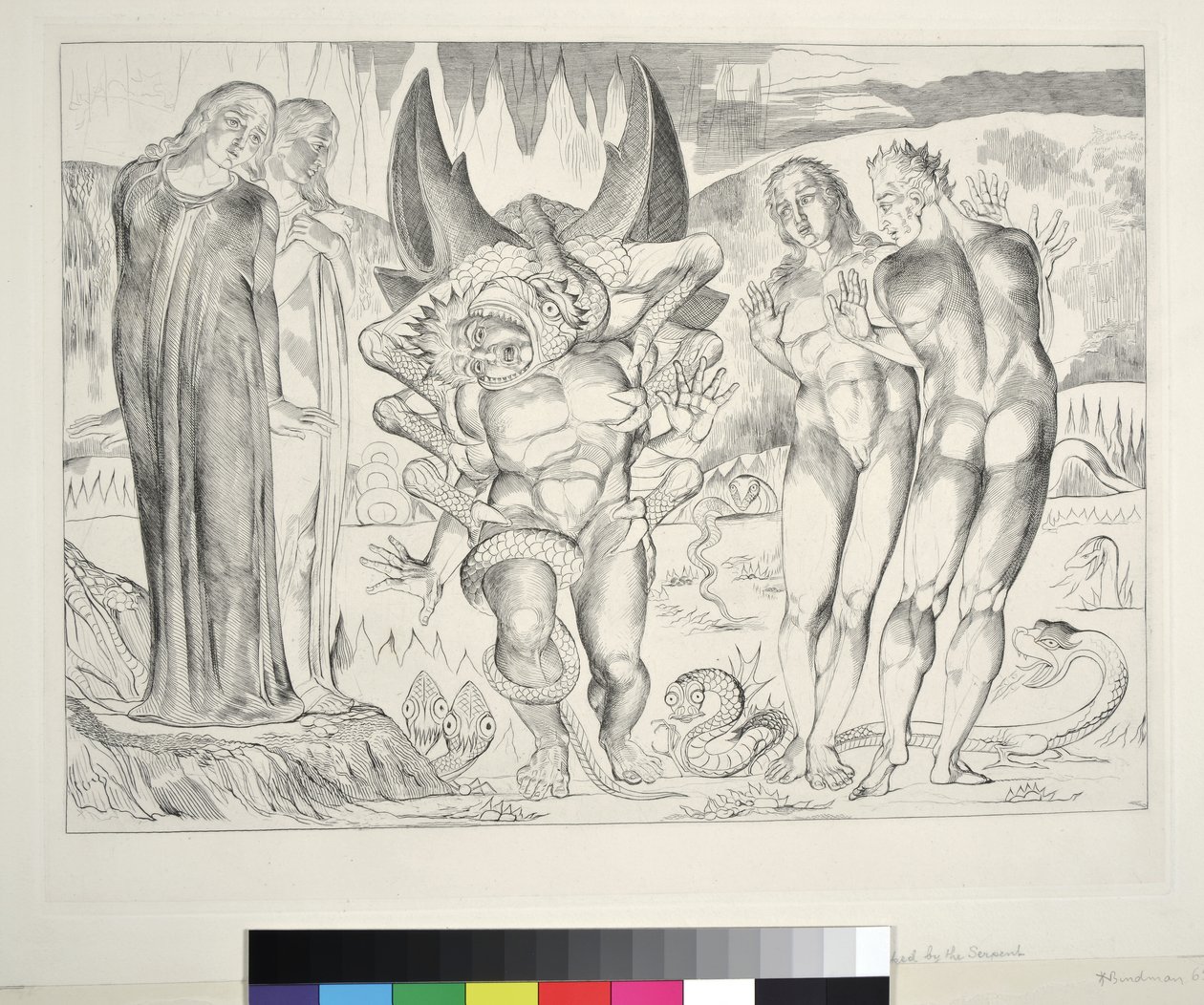De Cirkel van de Dieven: Agnolo Brunelleschi Aangevallen door een Zesvoetige Slang, Inferno, Canto XXV, illustratie bij de 