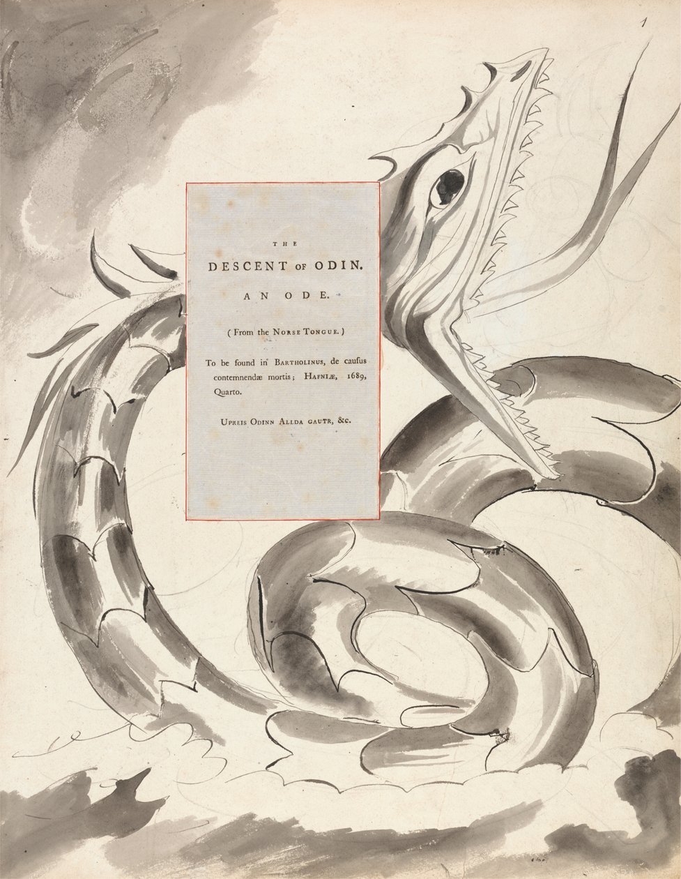 De Afdaling van Odin, ontwerp 77 uit De Gedichten van Thomas Gray, 1797-98 door William Blake